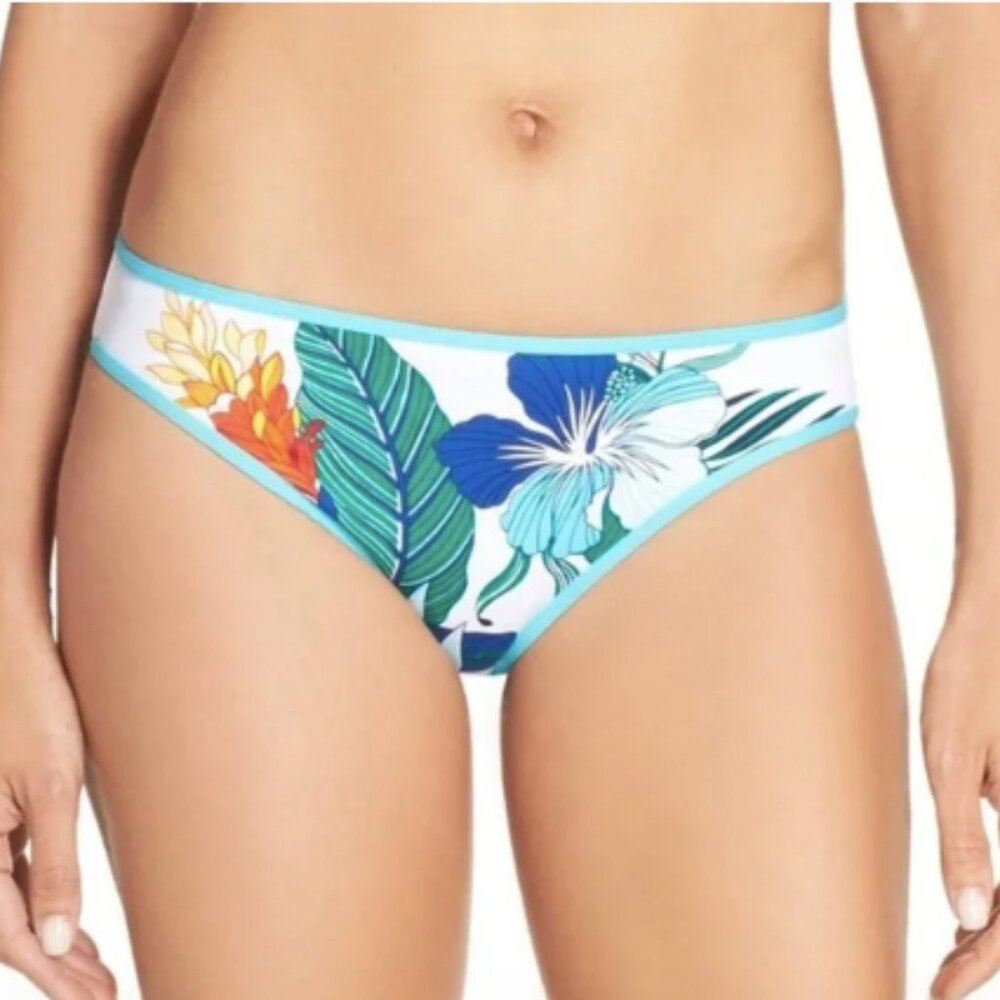 Tommy Bahama Women's White Hibiscus Hipster With Binding - Size Large (NWT)